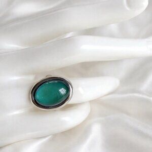 Vintage Adjustable Mood Ring Silver Tone Oval Cabochon Color Changing 70s
